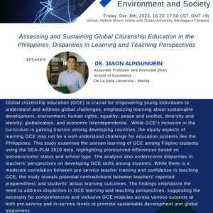 TU-RIPS第9回セミナー “Assessing and Sustaining Global Citizenship Education in the Philippines: Disparities in Learning and Teaching Perspectives,” (2023年12月8日開催）報告